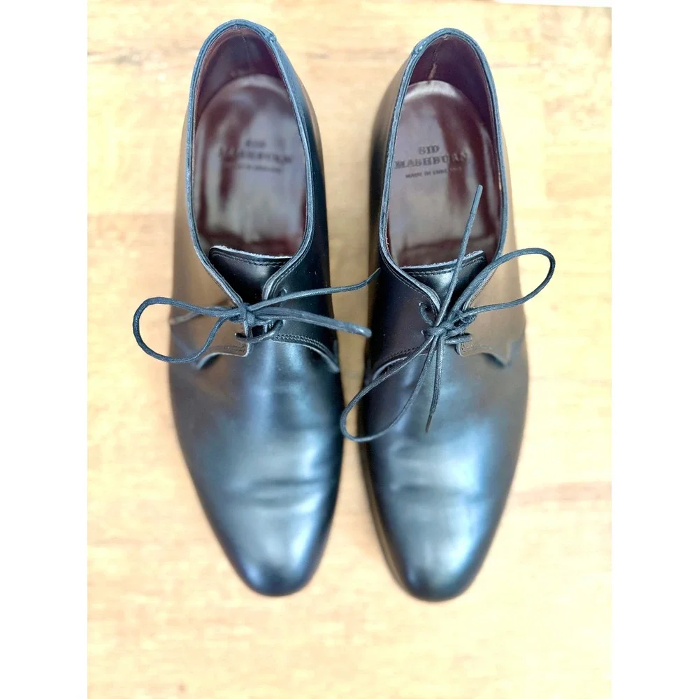 Sid Mashburn Size 10 Black Leather 2 Eyelet Gibson Derby Shoes Made England